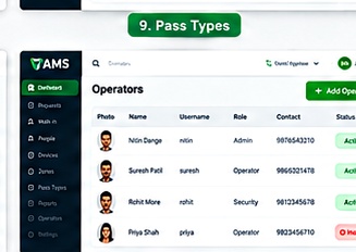 Device configuration — VAMS interface screenshot
